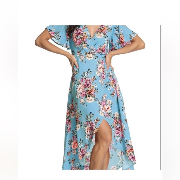 Floral Blue Maxi Dress - Picture 3 of 4